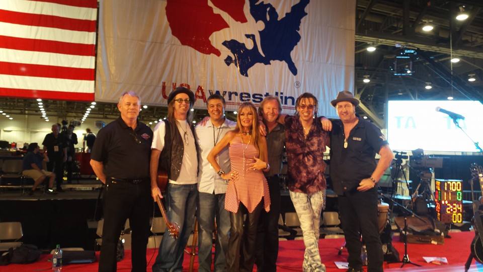 Here we were Getting ready to hit the stage at the Las Vegas Convention Center for the Olympic USA Wrestling Championships with Jet Velocity — we were the First Band to EVER play a National Wrestling Competition:) I then had the honor of singing our National Anthem on national tv...a truly amazing experience!